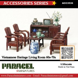 画像1: Paracel Miniatures[ACC3536]1/35 汎用 ベトナム 居間の家具セット 1960-70年代 (1)