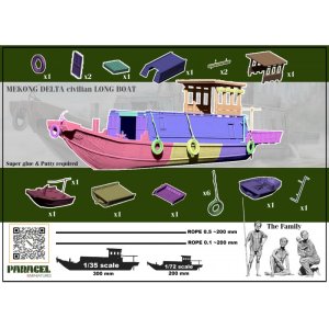 画像5: Paracel Miniatures[ACC3523]1/35 現用 ベトナム メコン川のロングボート (5)