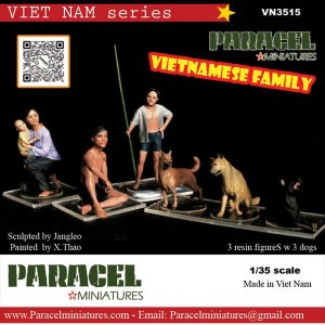画像1: Paracel Miniatures[VN3515]1/35 現用 ベトナム 4人家族と3頭のイヌ (1)