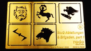 画像2: Rado Miniatures[RDM16PE06]1/16 WWII ドイツ 突撃砲旅団 突撃砲大隊 部隊章テンプレート＃1(エッチングシート3枚 全1/16突撃砲キット用) (2)