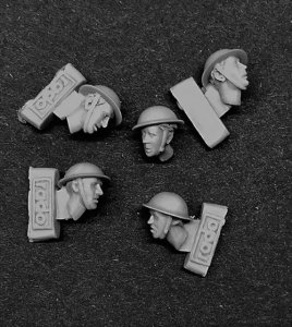 画像2: Rado Miniatures[RDM35H05]1/35 WWII イギリス陸軍 ブロディヘルメットを被る英兵スペアヘッドセット(5個入) (2)