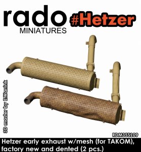 画像1: Rado Miniatures[RDM35S109]1/35 WWII ドイツ ヘッツァー駆逐戦車極初期/初期型 排気マフラー メッシュ付(新品/変形2個入) (1)