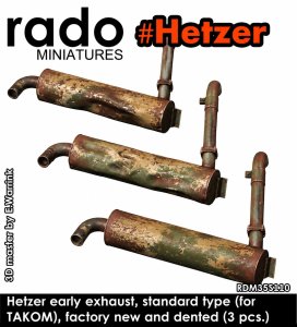 画像1: Rado Miniatures[RDM35S110]1/35 WWII ドイツ ヘッツァー駆逐戦車初期型/中期型 標準排気マフラー(タコム用 新品/変形3個入) (1)