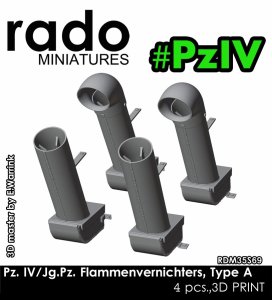画像1: Rado Miniatures[RDM35S69]1/35 WWII ドイツ IV号戦車/IV号駆逐戦車シリーズ用 消炎マフラーセット タイプA(4個入) (1)