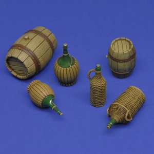 画像1: RoyalModel[RM954]1/16 ジオラマアクセサリー ウィッカーボトル/小型の樽セット(6個入) (1)