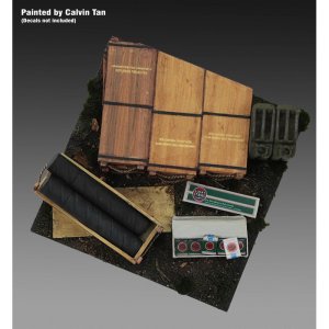 画像3: RoyalModel[RM992]1/35 WWII ジオラマアクセサリー ビネットベース40mm×40mm WWII アメリカ軍 105mm砲弾薬と弾薬箱 (3)