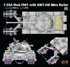画像2: ライフィールドモデル[RFM5163]1/35 T-55A 中戦車 Mod.1981w/KMT-5M マインローラー (2)