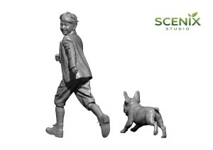 画像4: SCENIX Studio[SXCF35002]1/35 WWII 「チャイルド&パピー」走るフランスの子供とフレンチ・ブルドッグの子犬 (4)