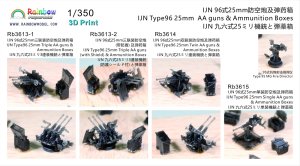 画像2: レインボーモデル[VICRAI3614]1/350 日本海軍 九六式25mm連装機銃(12個) 弾薬箱(蓋閉16個、開8個)/射撃指揮装置（2個）付 (2)