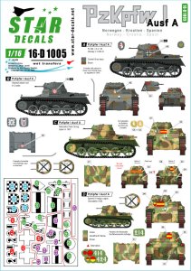 画像1: STAR DECALS[SD16-D1005]1/16 WWII 独/西 I号戦車A型 スペイン内戦 ノルウェーヴェーザー演習作戦 クロアチア/ウスタシャ (1)