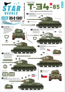 画像1: STAR DECALS[SD35-C1307]1/35 WWII 東欧諸国でのT-34/85中戦車 ポーランド/ユーゴスラビア/チェコ赤軍 (1)