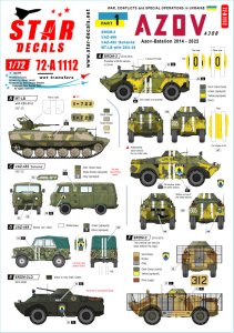 画像1: STAR DECALS[SD72-A1112]1/72 現用 ウクライナの戦争＃1 アゾフ大隊のBRDM-2 UAZ-469 UAZ-452ブハンカ ZSU-23搭載MT-LB(2014-2022年) (1)
