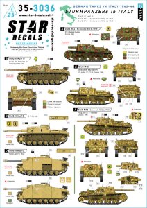 画像1: STAR DECALS[SD35-3036]1/35 WWII ドイツ イタリア戦線のドイツ突撃砲 1943-44年 III号突撃砲G型/セモベンテM42 da 75/18/セモベンテM42 da 75/34 (1)
