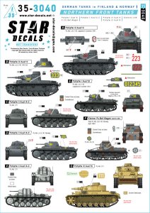 画像1: STAR DECALS[SD35-3040]1/35 WWII ドイツ 北方戦線の戦車 フィンランド/ノルウェーのドイツ戦車＃1 I号戦車B型/I号指揮戦車/LKWトラック/II号戦車A-C型/III号戦車H/N型 (1)