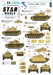 画像1: STAR DECALS[SD35-3056]1/35 WWII ドイツ イタリア戦線のIII号戦車 N型/火炎放射戦車/観測戦車G型/指揮戦車J型 (1)