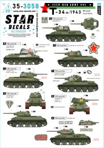 画像1: STAR DECALS[SD35-3058]1/35 WWII 露/ソ T-34戦車1943年型 各種砲塔タイプ (1)