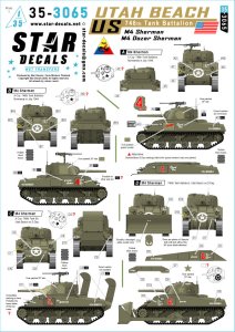画像1: STAR DECALS[SD35-3065]1/35 WWII アメリカ ユタビーチ第746戦車大隊のM4シャーマン戦車 M4/M4ドーザー (1)