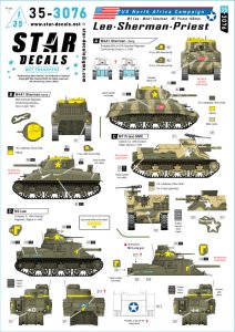 画像1: STAR DECALS[SD35-3076]1/35 WWII アメリカ リー/シャーマン/プリースト 1943年北アフリカ戦線のM3リー/M4A1シャーマン/M7プリースト (1)
