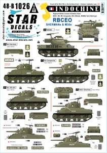 画像1: STAR DECALS[SD48-B1026]1/48 現用 フランス インドシナ戦争＃3 R.B.C.E.O.のM4シャーマン戦車とM36駆逐戦車 M4/M4A1/M4コンポジット/M4(105mm)/M36B2 (1)