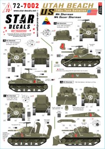 画像1: STAR DECALS[SD72-7002]1/72 WWII アメリカ ユタビーチ第746戦車大隊のM4シャーマン戦車 M4/M4ドーザー (1)