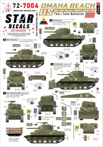 画像1: STAR DECALS[SD72-7004]1/72 WWII アメリカ オマハビーチ第743戦車大隊のM4シャーマン戦車 M4/M4ドーザー/M4A1/M4A1 DD (1)