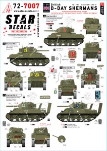 画像1: STAR DECALS[SD72-7007]1/72 WWII イギリス Dデイのシャーマン ノルマンディー上陸作戦のシャーマンMk.I/Mk.Iハイブリッド/Mk.II/Mk.III (1)