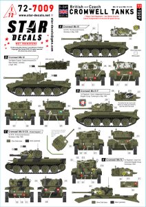 画像1: STAR DECALS[SD72-7009]1/72 WWII イギリス イギリス軍/チェコ軍のクロムウェル巡航戦車 第1王立戦車連隊/ウェールズ近衛連隊第2大隊/チェコスロバキア独立装甲旅団群のクロムウェルMk.IV/Mk.VICS (1)