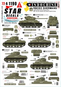 画像1: STAR DECALS[SD72-A1190]1/72 現用 フランス インドシナ戦争＃6 R.B.C.E.O.のシャーマン戦車 M4/M4A1/M4コンポジット/M4(105mm)/M4A1E8(76mm) (1)