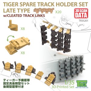 画像1: T-Rex Studio[TR35201]1/35 WWII ドイツ タイガーI重戦車後期型(40mm厚天板)用 予備履帯ホルダーセット(8個入/滑り止め付履帯20個付) (1)