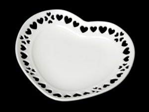 画像1: ミニチュア食器 ハートのお皿(白87ミリ) (1)