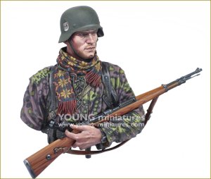 画像16: Young Miniatures[YM18101]1/10 WWII ドイツ武装親衛隊 小銃を抱える若き歩兵 胸像 (16)