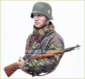 画像14: Young Miniatures[YM18101]1/10 WWII ドイツ武装親衛隊 小銃を抱える若き歩兵 胸像 (14)