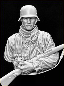 画像7: Young Miniatures[YM18101]1/10 WWII ドイツ武装親衛隊 小銃を抱える若き歩兵 胸像 (7)