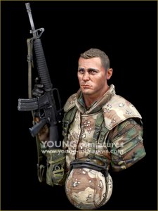 画像2: Young Miniatures[YM18103]1/10 現用 アメリカ 第1海兵師団隊員 ブルカン油田攻略 クウェート1991 胸像 (2)