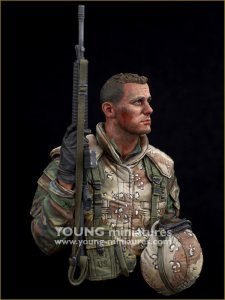 画像4: Young Miniatures[YM18103]1/10 現用 アメリカ 第1海兵師団隊員 ブルカン油田攻略 クウェート1991 胸像 (4)