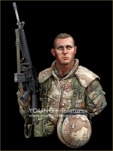 画像5: Young Miniatures[YM18103]1/10 現用 アメリカ 第1海兵師団隊員 ブルカン油田攻略 クウェート1991 胸像 (5)