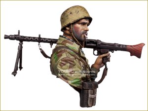 画像5: Young Miniatures[YM1892]1/10 WWII ドイツ降下猟兵胸像 MG34を担ぐ降下猟兵 (5)