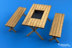 画像1: コバアニ模型工房[SS-047]バーべキューテーブルとイス（２脚） (1)