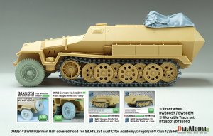 画像12: DEF.MODEL[DM35143]1/35 WWII ドイツ Sd.Kfz.251 Ausf.C装甲兵員輸送車用半開キャンバストップ(アカデミー/ドラゴン/AFVクラブ用) (12)