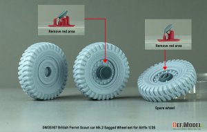 画像4: DEF.MODEL[DW35167]1/35 現用 イギリス フェレットMk.2装甲車用自重変形タイヤセット(エアフィックス用) (4)