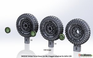画像8: DEF.MODEL[DW35167]1/35 現用 イギリス フェレットMk.2装甲車用自重変形タイヤセット(エアフィックス用) (8)