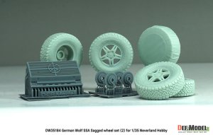 画像2: DEF.MODEL[DW35184]1/35 現用 ドイツ ウルフSSA 自重変形タイヤセット(2) フロントグリル/ブレーキ付(ネバーランドホビー用) (2)