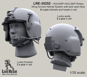 画像1: Live Resin[LRE35252]1/35  ヘリパイロットヘッド HGU/56Pヘルメット着用(1)(2種計6個) (1)
