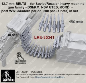 画像1: Live Resin[LRE35341]1/35 12.7 mm BELTS -  for Soviet/Russian heavy mashine gun family - DShKM, NSV UTES, KORD  - post WWII/Modern period,  200 pcs (4 bets) in set (1)