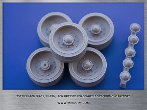 画像1: Miniarm[B35178]1/35 WWII ソビエト SU-100、SU-85/85M、T-34用プレス式転輪セット 国営第112クラスノヤ・ソルボォ工場仕様 (ズベズダ/ドラゴン/ミニアート用) (1)