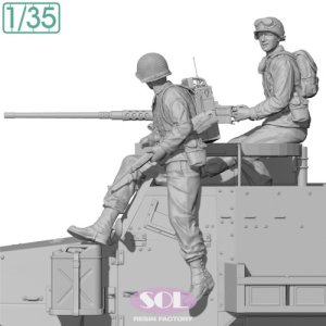 画像2: SOL MODEL[MM1005]1/35 WWII アメリカ陸軍 野戦無線通信兵&M3A1ハーフトラック機関銃手セット(2体入) (2)