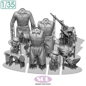 画像5: SOL MODEL[MM1026]1/35 現用 ドイツ レオパルト2 A7V主力戦車 戦車兵&MG3対空機関銃セット 3体入(タミヤ用) (5)