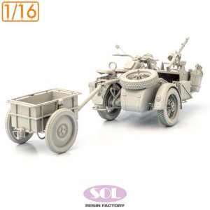 画像3: SOL MODEL[MM873]1/16 WWII ドイツ KS750軍用サイドカー トレーラー付 (3)
