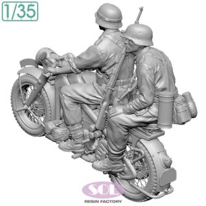 画像4: SOL MODEL[MM878]1/35 WWII ドイツ KS750軍用オートバイ(乗員2体付) (4)