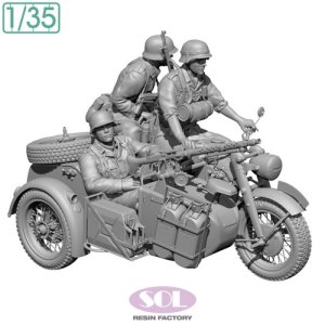 画像1: SOL MODEL[MM879]1/35 WWII ドイツ KS750軍用サイドカー(乗員3体付) (1)